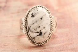 Genuine White Buffalo Turquoise Sterling Silver Ring